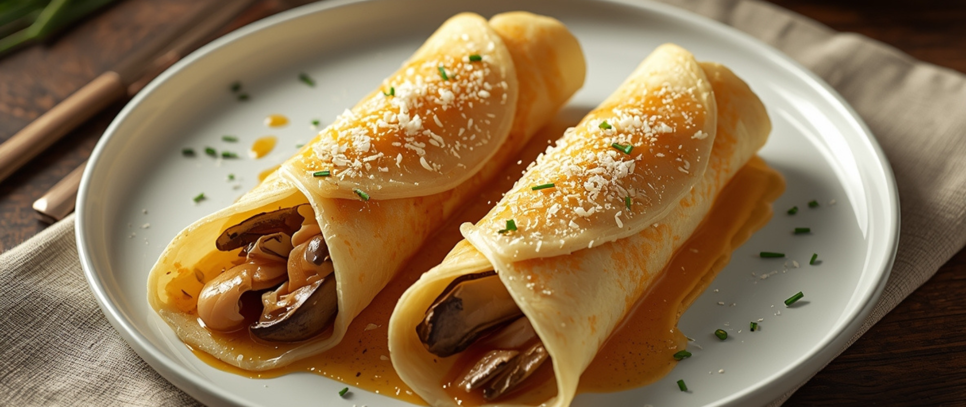 Panqueca Low Carb com Recheio de Shiitake